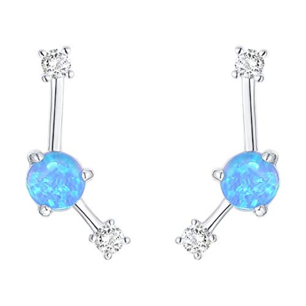 14K Gold Plated Sterling Silver Opal Ear Crawler